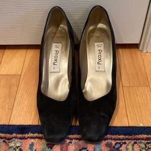 Vintage Proxy Black Suede Heels
